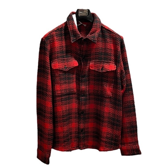 Outerknown Cloud Weave Men's Red Plaid Button Blanket Shirt Sz XL New Organic - Picture 7 of 7